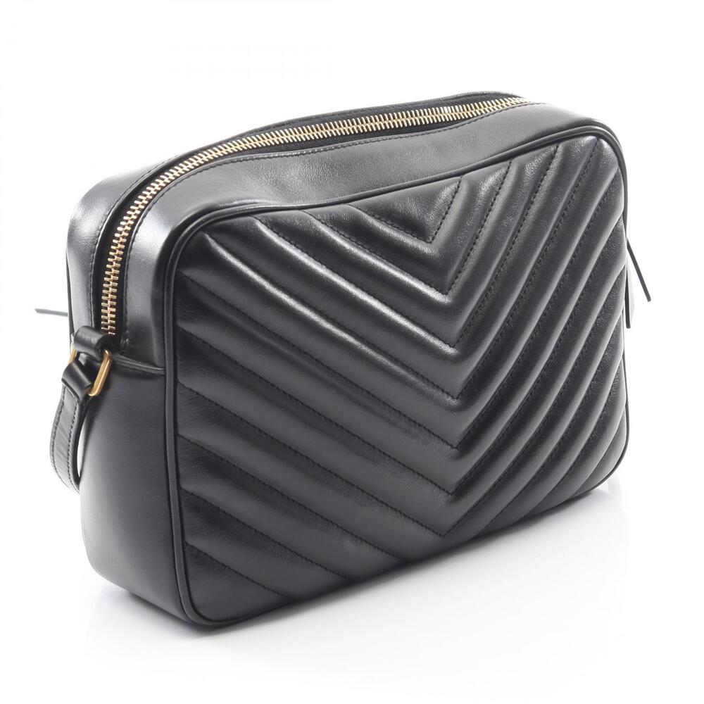 Saint Laurent LOU Shoulder Paris Leather Black CAMERA BAG